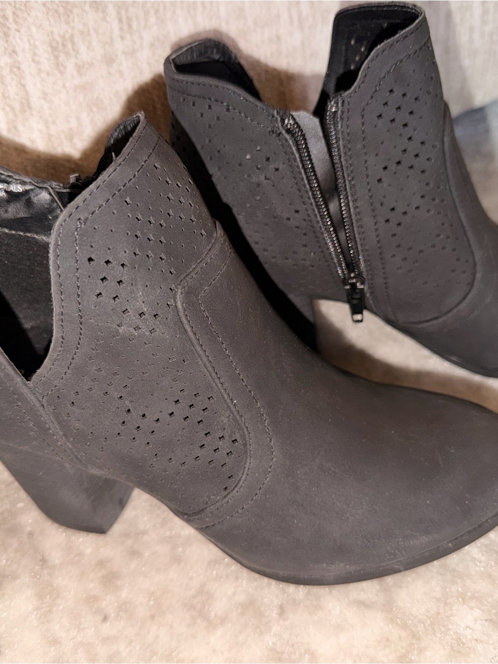 Madden Girl Black Perforated Suede Ankle Booties